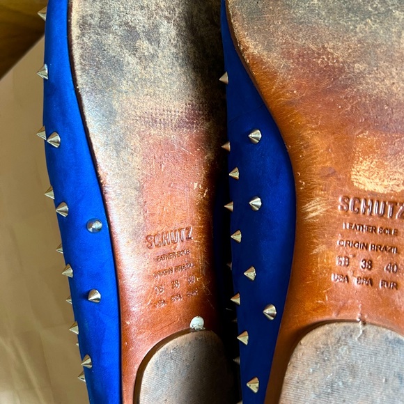 SCHUTZ Periwinkle Blue Studded Ballet Leather M Flats Size US 9 - Picture 7 of 11